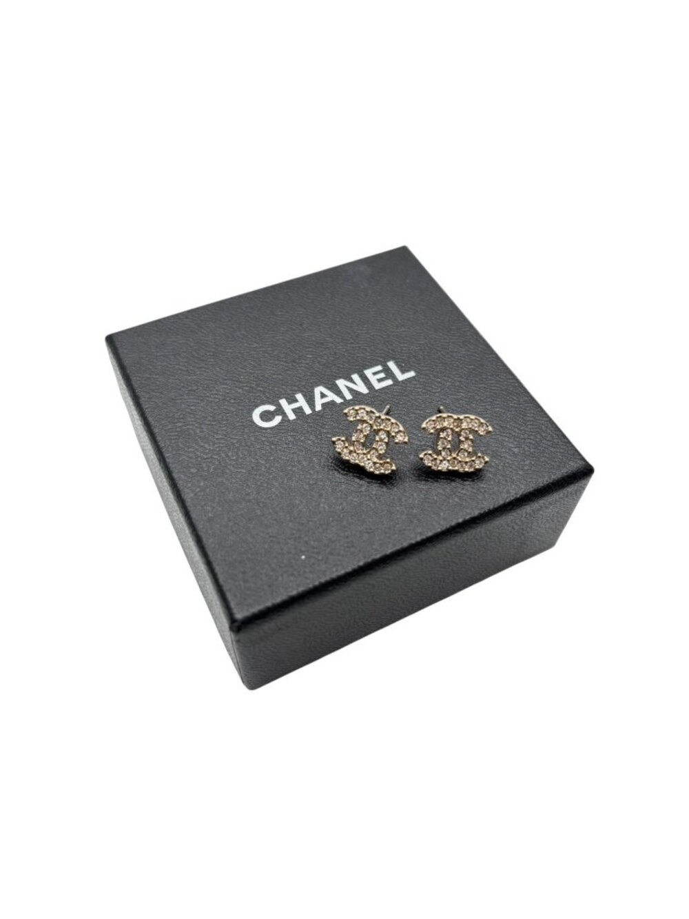 Chanel CC Logo Rhinestone Earrings 02 Gold